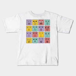 Square Funny Faces Kids T-Shirt